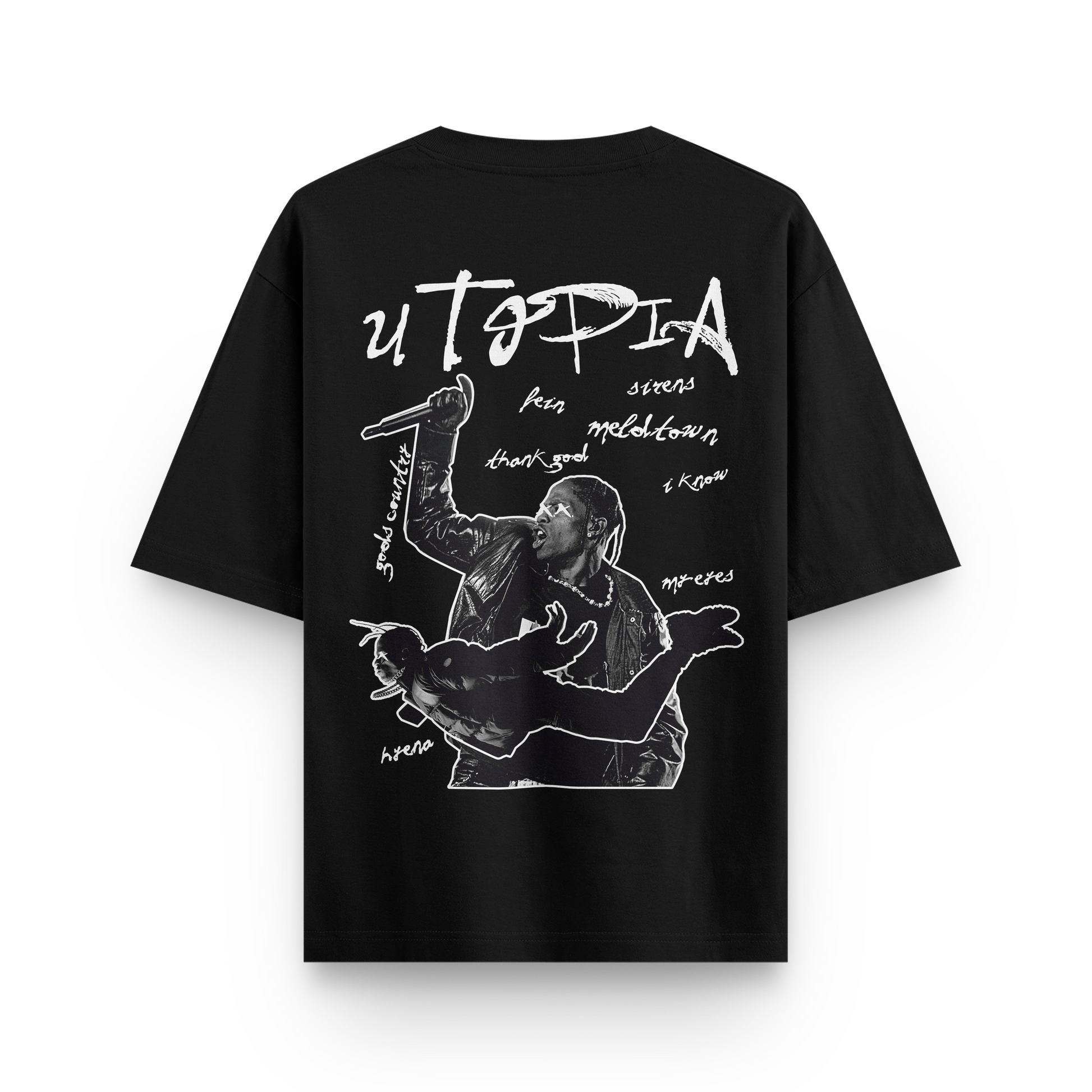 Travis Scott Concert Mic Oversized Tshirt S Coffee