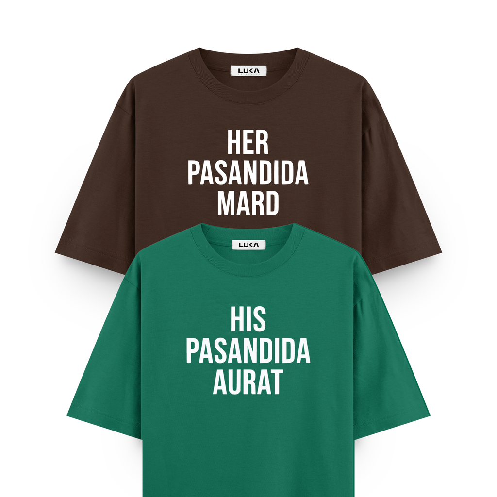Pasandida Mard And Aurat Oversized Tshirt Combo